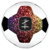 Kleurrijke Rainbow glitter sparkle Monogram naam Voetbal (Gedraaid)