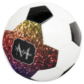 Kleurrijke Rainbow glitter sparkle Monogram naam Voetbal (Drie kwart)