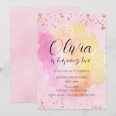 Kleurrijke Rainbow Gold Glitter Girl Verjaardagsfe Kaart (Voorkant / Achterkant)