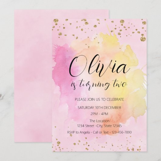 Kleurrijke Rainbow Gold Glitter Girl Verjaardagsfe Kaart (Voorkant / Achterkant)