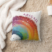 Kleurrijke Rainbow Gold Star Bold  Meisje Naam Kussen (Deken)