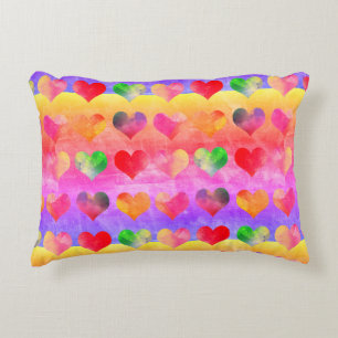 Kleurrijke Rainbow Hearts Boho Art Accent Kussen