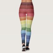Kleurrijke Rainbow horizontale strepen patroon Leggings (Achterkant)