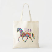 Kleurrijke Rainbow Horse Monogram Tote Bag (Voorkant)