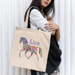 Kleurrijke Rainbow Horse Monogram Tote Bag<br><div class="desc">Alle kleuren van de regenboog in dit magische paard met gestreepte wervelingen van vele tinten. Personaliseer met jouw naam of monogram voor een aangepaste canvas tas. U kunt lettertypen,  tekengroottes en lettertypekleuren naar wens wijzigen.</div>