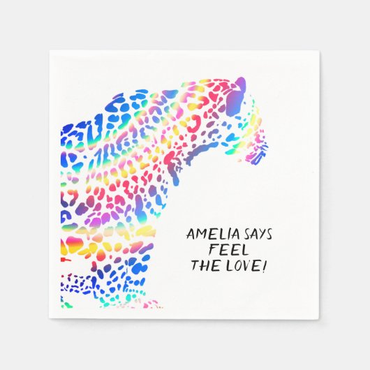 Kleurrijke Rainbow Jaguar Party Paper Bord Servet (Voorkant)