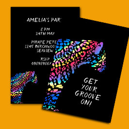 Kleurrijke Rainbow Jaguar Party uitnodiging