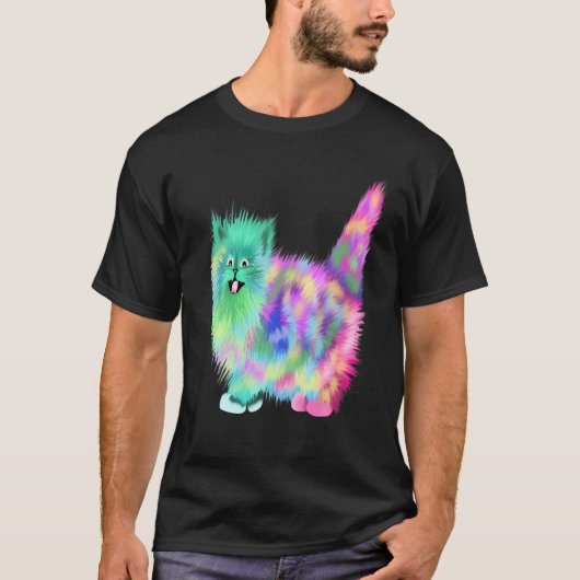 Kleurrijke Rainbow Kitten Tshirt (Voorkant)