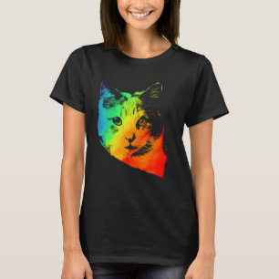 Kleurrijke Rainbow  Leuke CALICO CAT T-shirt
