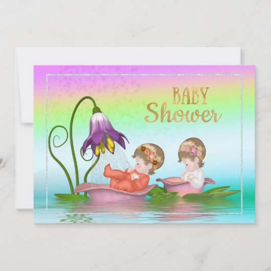 Kleurrijke Rainbow Lily Baby shower Invitation Kaart (Voorkant)