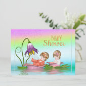 Kleurrijke Rainbow Lily Baby shower Invitation Kaart (Staand voorkant)