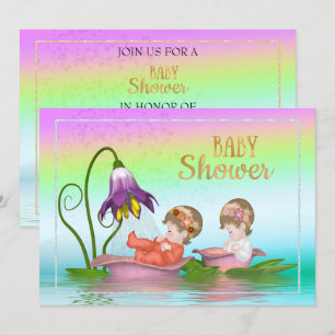 Kleurrijke Rainbow Lily Baby shower Invitation Kaart