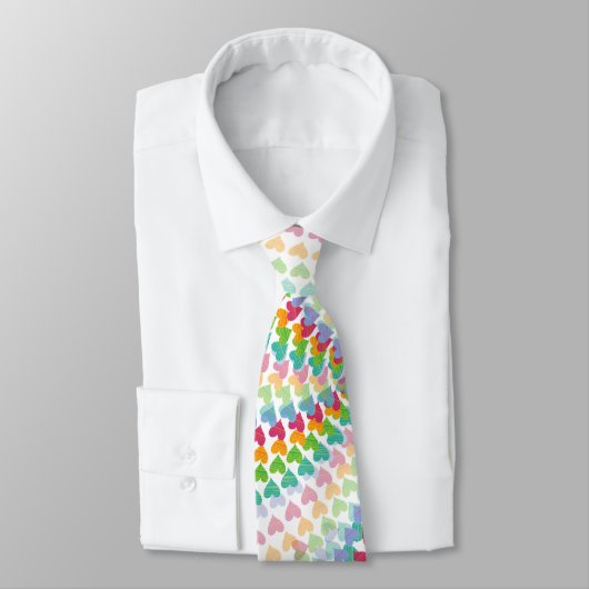 Kleurrijke Rainbow Love Hearts Sprinkles Whimsical Stropdas (Gebonden)