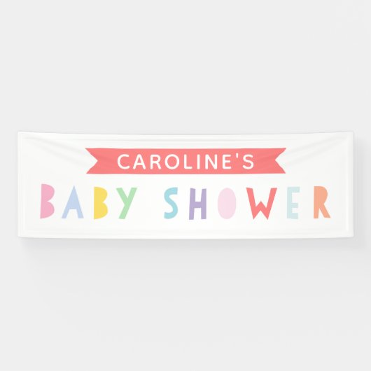 Kleurrijke Rainbow Modern Baby shower Banner (Horizontaal)