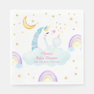Kleurrijke Rainbow Moon Star Unicorn Baby shower Servet