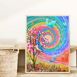 Kleurrijke Rainbow Natuur Wildflowers. Poster