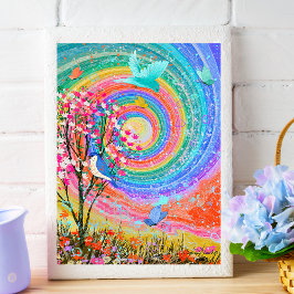 Kleurrijke Rainbow Natuur Wildflowers. Poster