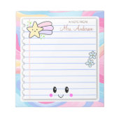 Kleurrijke Rainbow Pastel Teacher Appreciation Notitieblok (Voorkant)