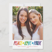 Kleurrijke Rainbow Peace Love Pride LGTBQ+ Foto Feestdagenkaart (Voorkant)