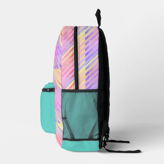 Kleurrijke Rainbow Plaid Monogram Naam Meisjes Bedrukte Rugzak (Rechts)