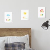 Kleurrijke Rainbow Play All Day Art Print set van  (Slaapkamer)