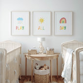 Kleurrijke Rainbow Play All Day Art Print set van 