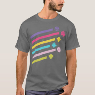 Kleurrijke Rainbow Polyhedral Dice Set Ray T-shirt