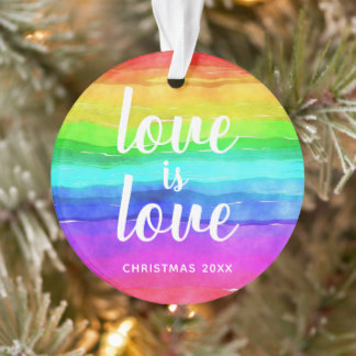 Kleurrijke Rainbow Pride Love is Love Christmas Ornament