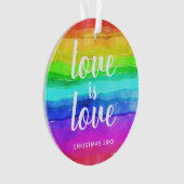 Kleurrijke Rainbow Pride Love is Love Christmas Ornament (voorkant)