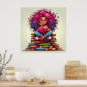 Kleurrijke Rainbow Reading Books Meisje Wall Poste Poster (Keuken)