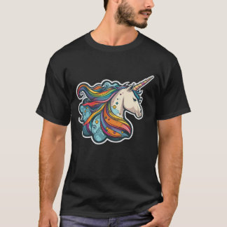 Kleurrijke Rainbow Schattige Eenhoorn Voeg wat mag T-shirt