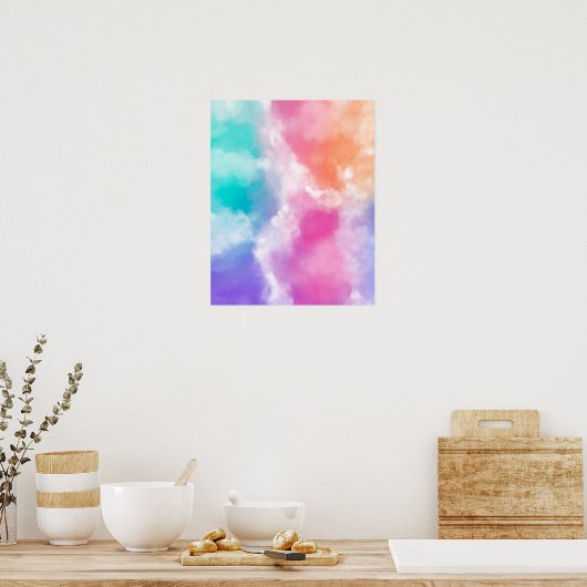 Kleurrijke Rainbow Sky Abstract schilderij Poster (Keuken)