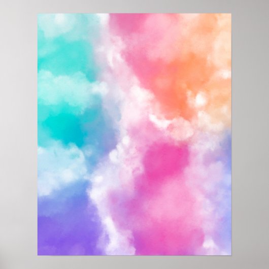 Kleurrijke Rainbow Sky Abstract schilderij Poster (Voorkant)