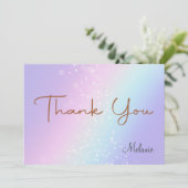 Kleurrijke Rainbow Sparkle Glitter Personaliseer Bedankkaart (Staand voorkant)