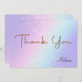 Kleurrijke Rainbow Sparkle Glitter Personaliseer Bedankkaart (Voorkant / Achterkant)