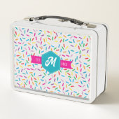Kleurrijke Rainbow Sprinkles Retro Monogram (Achterkant)