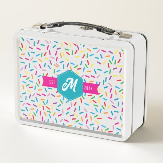 Kleurrijke Rainbow Sprinkles Retro Monogram (Achterkant)