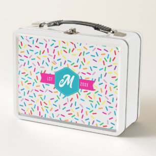 Kleurrijke Rainbow Sprinkles Retro Monogram