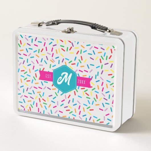 Kleurrijke Rainbow Sprinkles Retro Monogram (Voorkant)