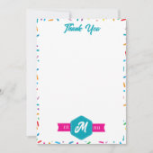 Kleurrijke Rainbow Sprinkles Retro Monogram Bedankkaart (Voorkant)