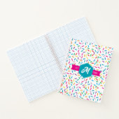 Kleurrijke Rainbow Sprinkles Retro Monogram Notitieboek (Binnen)