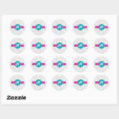 Kleurrijke Rainbow Sprinkles Retro Monogram Ronde Sticker (Vel)