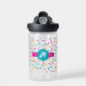 Kleurrijke Rainbow Sprinkles Retro Monogram Waterfles (Voorkant)