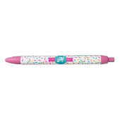 Kleurrijke Rainbow Sprinkles Retro Monogram Zwarte Inkt Pen (Voorkant)