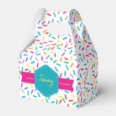 Kleurrijke Rainbow Sprinkles verjaardagsfeestje Bedankdoosjes (Voorkant Zijde)