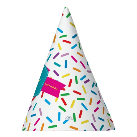 Kleurrijke Rainbow Sprinkles verjaardagsfeestje Feesthoedjes (Rechts)