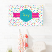 Kleurrijke Rainbow Sprinkles verjaardagsfeestje Spandoek (Insitu)