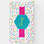 Kleurrijke Rainbow Sprinkles verjaardagsfeestje Spandoek (Verticaal)