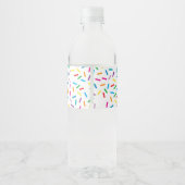 Kleurrijke Rainbow Sprinkles verjaardagsfeestje Waterfles Etiket (Achterkant)