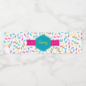 Kleurrijke Rainbow Sprinkles verjaardagsfeestje Waterfles Etiket (Enkel label)